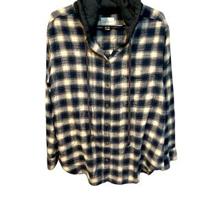 Americal Eagle Womens Flannel Hoodie Shirt Size Lrg